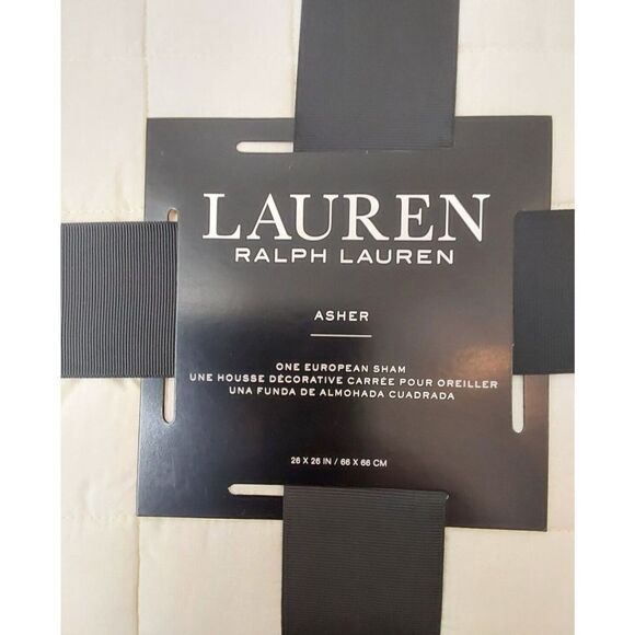 Ralph Lauren ASHER Ivory Cotton Poly Fiberfill Quilted European Euro Pillow Sham - Picture 7 of 9